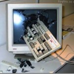 smash and break computer pc monitor with keyboard[12]